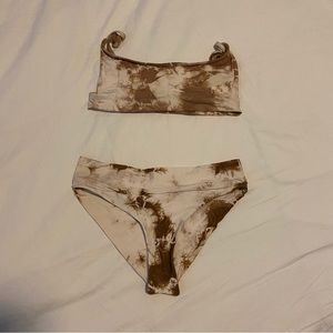 FRANKIES BIKINIS two-piece tie-dye bikini in tan